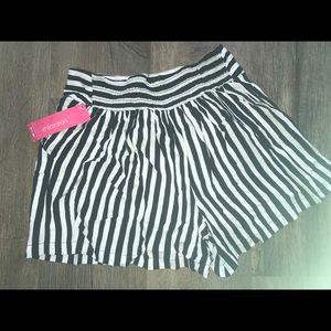 Brand new, tags on, black & white striped shorts